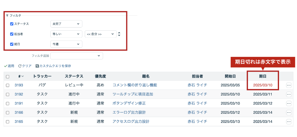タスク:チケット一覧